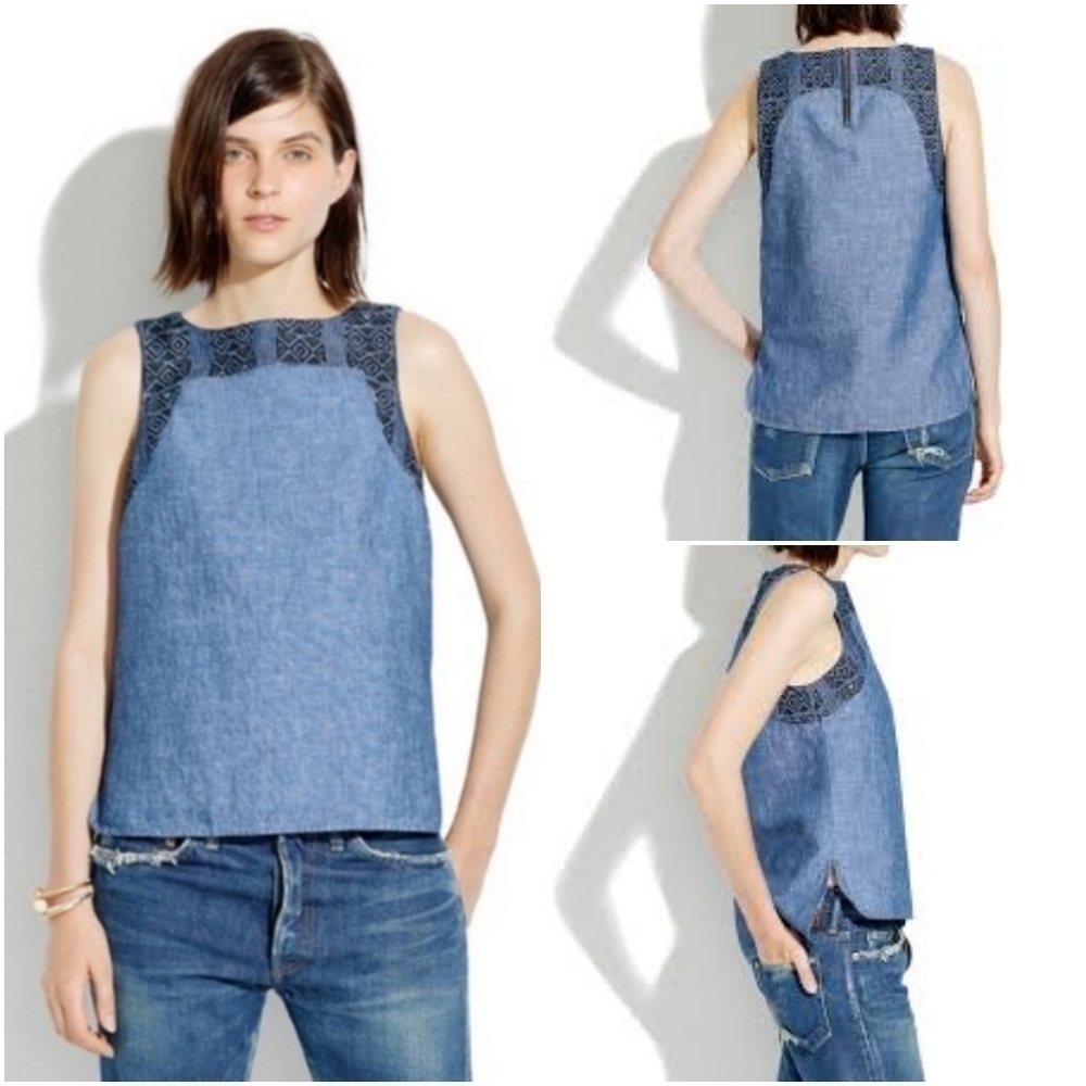 Madewell Embroidered Tank Top | sz S